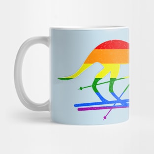 Skier Kangaroo Skiing Fun Winter Sports Rainbow Flag Gift Mug